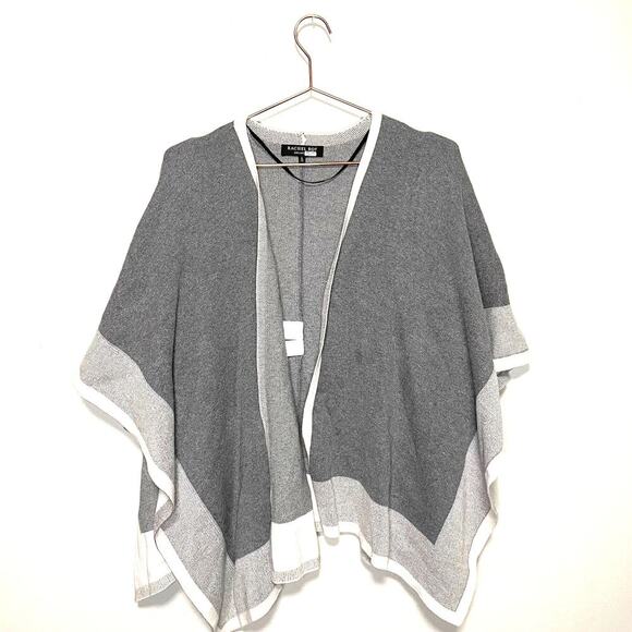 Rachel Roy Collection Gray Combo Colorblock Open Short Sleeve Shawl Size Large - Picture 4 of 11